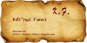 Kányi Fanni névjegykártya
